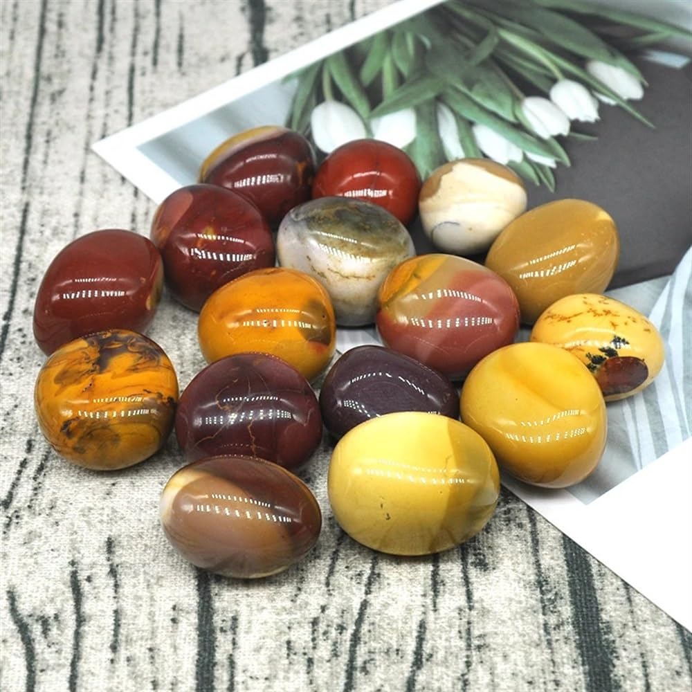 ATkit Natural Natural Round Mukite Bulk Tumbled Stone Gravel Specimen Healing Crystal Mineral Jewelry Collection Aquarium Home Decor (Size: 200g)