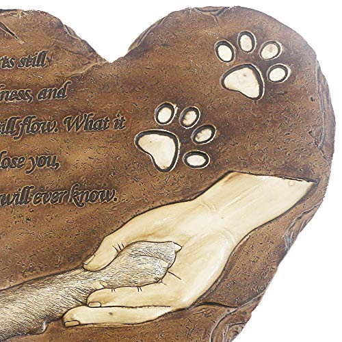 jinhuoba Heart-Shaped Dog Pet Memorial Stones, Hand-Painted Pet Grave Markers Tombstones for Garden Patio Backyard or Lawn,Sympathy Pet Dog Memorial Gifts Outdoor (Brown)