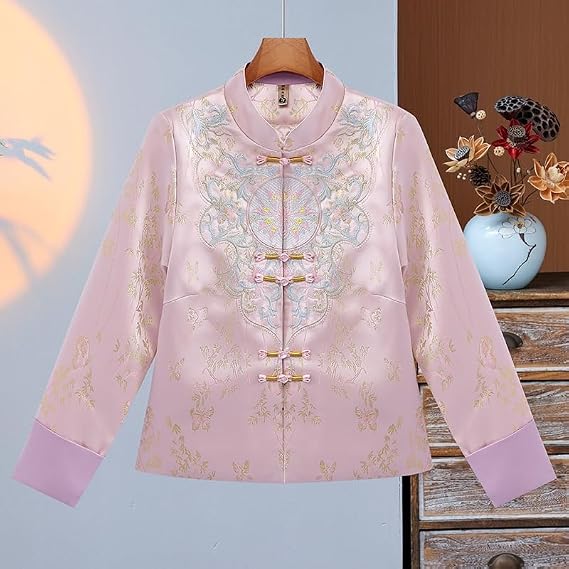 Chinese Style Jacket for Women,Frog Button Modified Tang Suit,Winter Cotton-Padded Warm Top