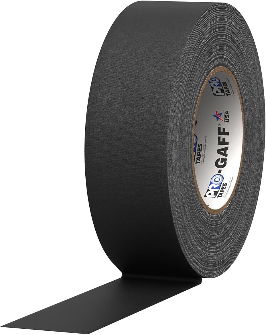ProTapes 840178015730 Pro Gaff Premium Matte Cloth Gaffers Tape with Rubber Adhesive, 2" Width, 11 mil Thick, 55 yd. Length, Black