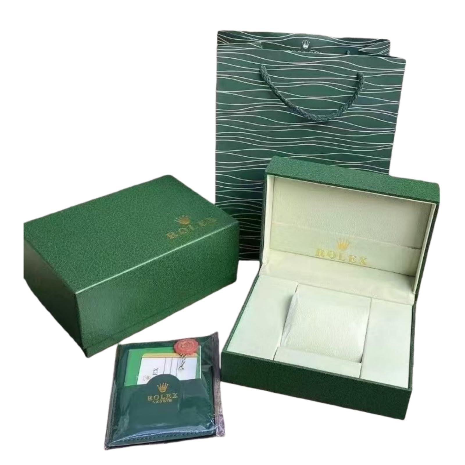 Portatile Conservazione Custodia Orologio Verde Finta Pelle Cucito Bordo Singola Griglia Crema Velluto Organizzatore Scatola per Rolex
