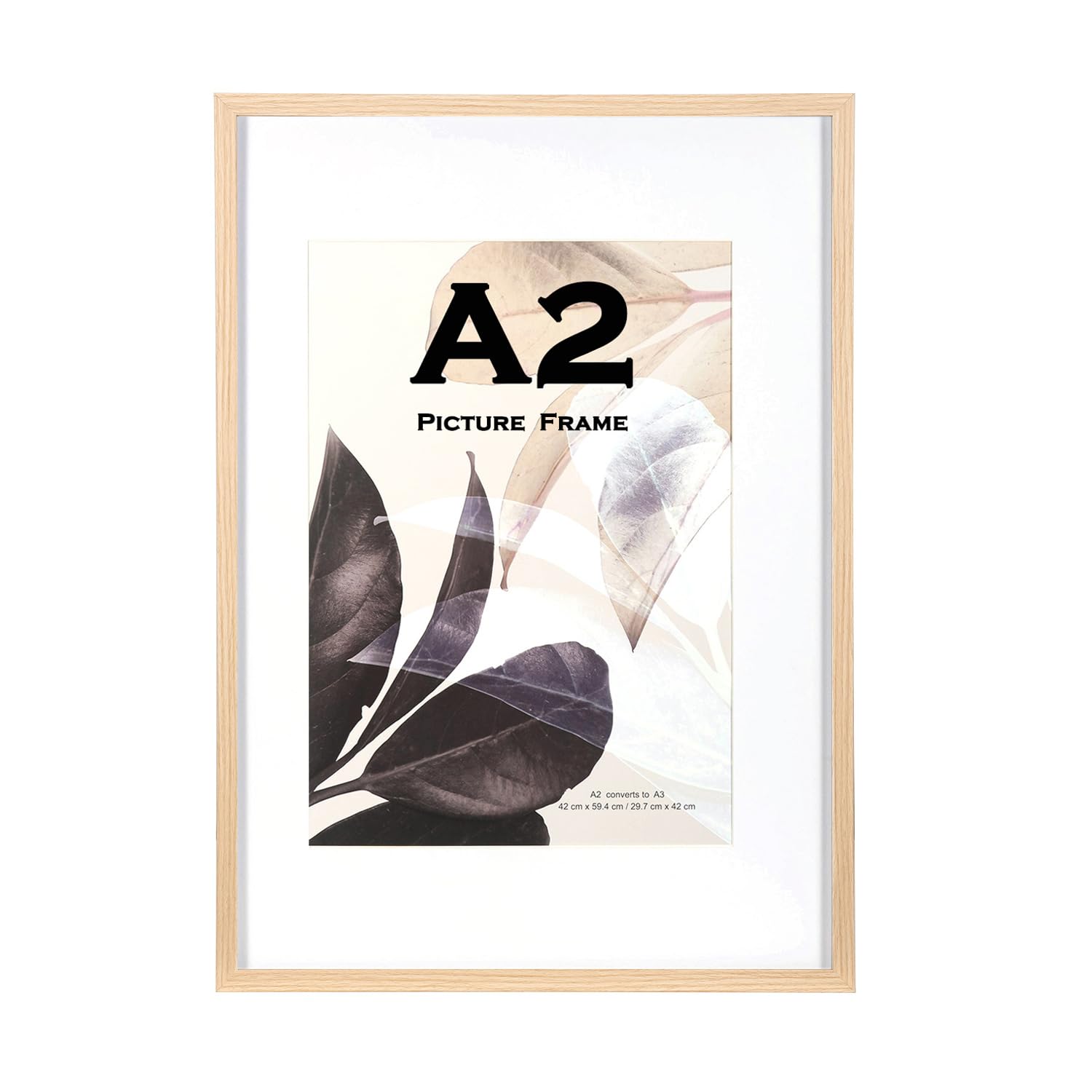Scholar Tree Natural A2 (42x59.4cm) Wooden Picture Frames, Wall Mountable, A2 with Mount for A3 Frame — image 1