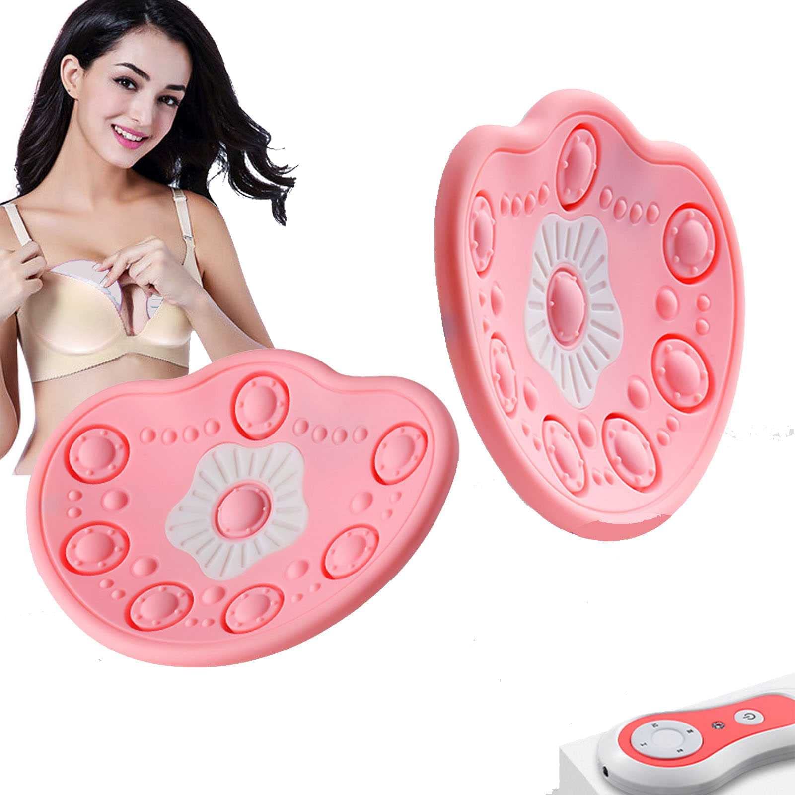 Sulqing Red/Blue/Light Wireless Electric Breast Massager, Electric Breast Augmentation Device, 16 Simulated Massage Heads 4 Modes 3 Levels Of Intensity Anti Sagging Breast Enlargement Massager