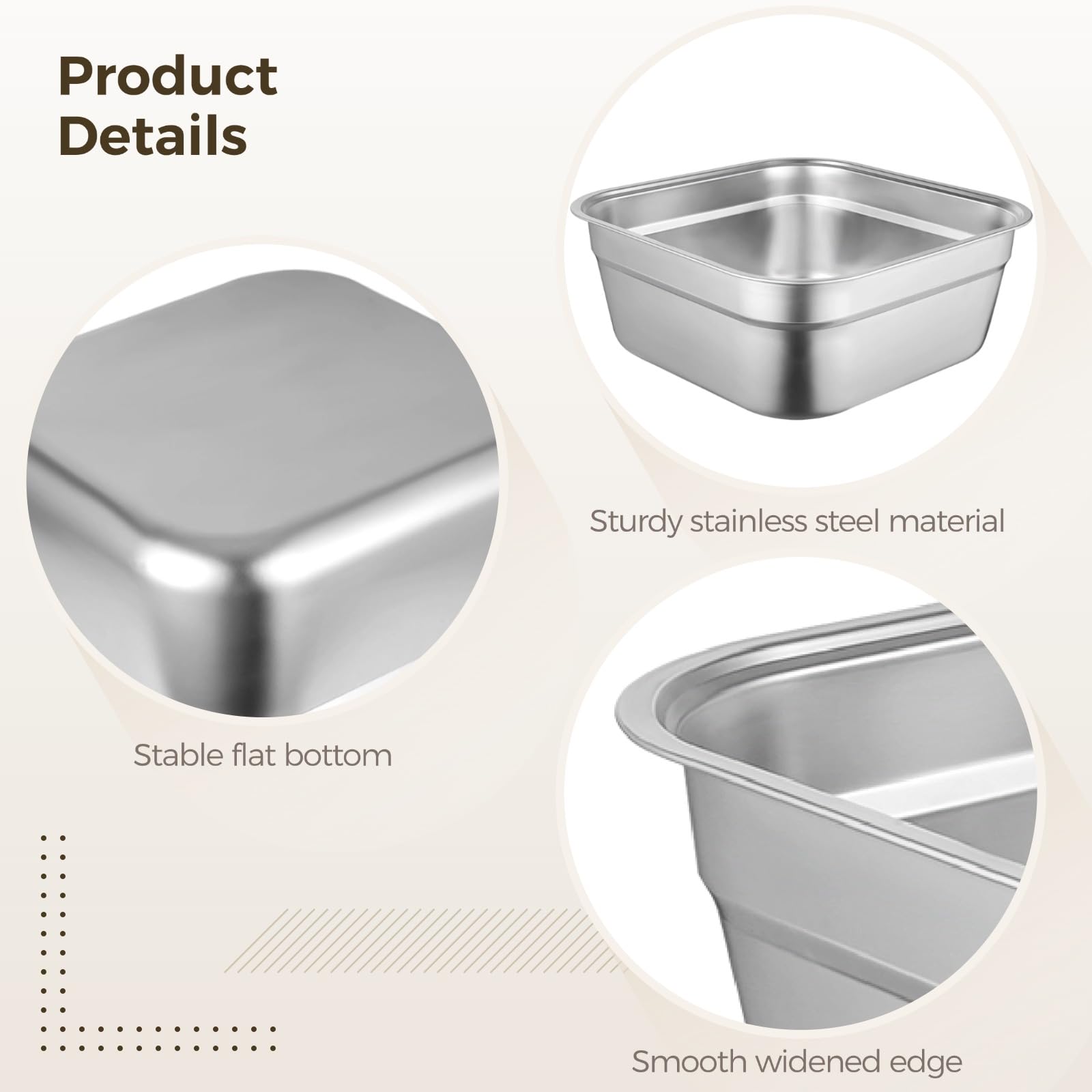 yeesport Lavabo in acciaio inossidabile, versatile bacinella per lavello da cucina, grande contenitore quadrato per la pulizia delle verdure, robusta padella per uso domestico