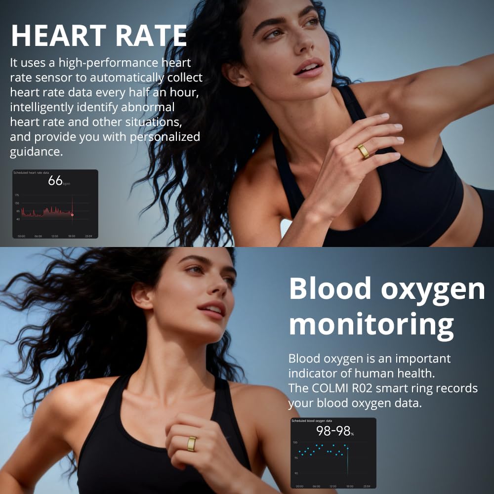 COLMI R09 - Anello intelligente da donna con monitoraggio della temperatura corporea e del sonno, promemoria per stress e ciclo, impermeabile fino a 5 atm, indossabile per coppie, regalo senza