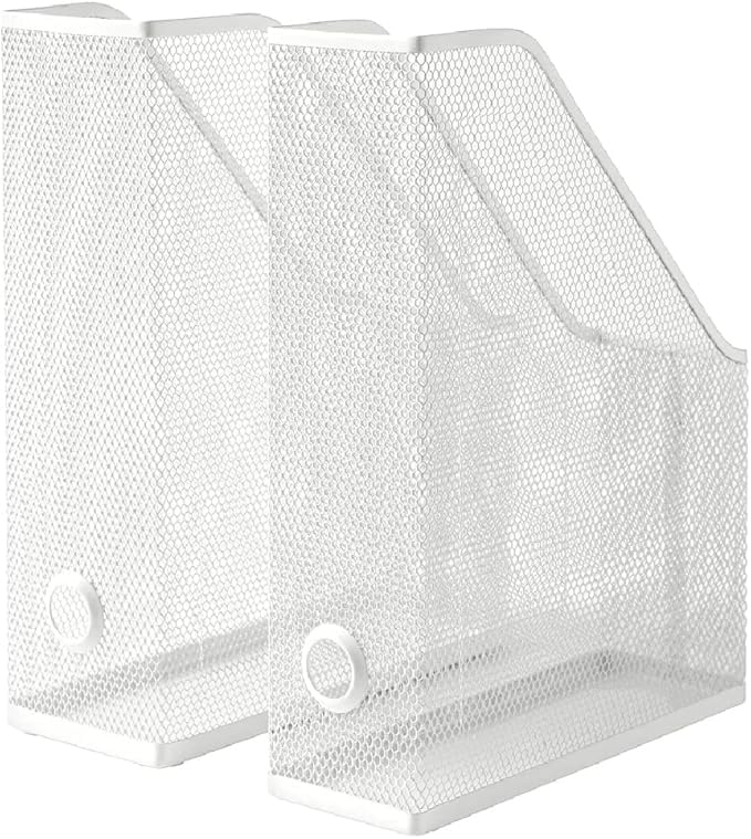 White Steel Magazine File Holder β Powder-Coated Metal Organizer for Desk & Office Storage (2)