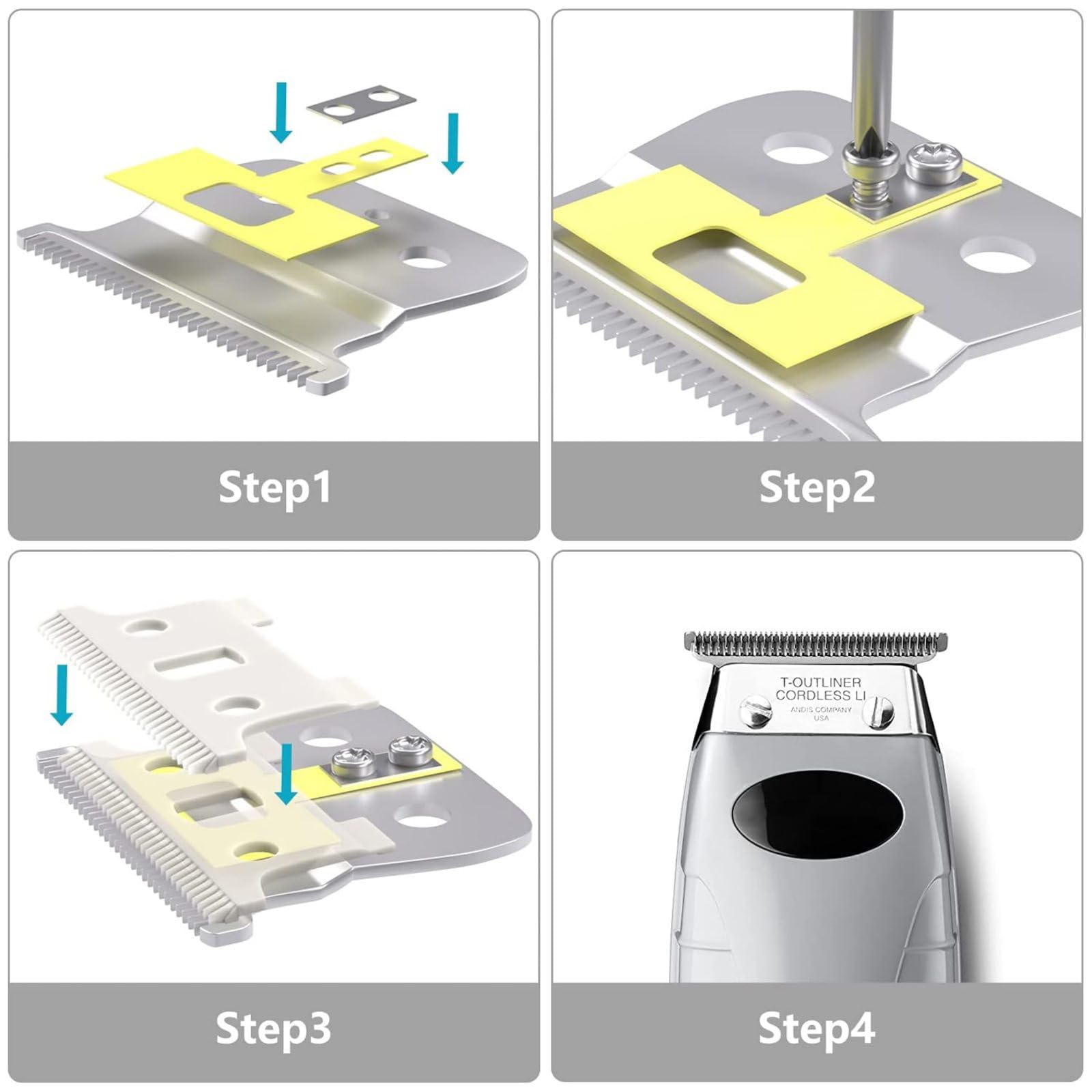 Replacement Clipper Blades, Adjustable 33 Teeths Standard Clipper Blade for Andis T Outliner Clipper Accessories 04521, 04710
