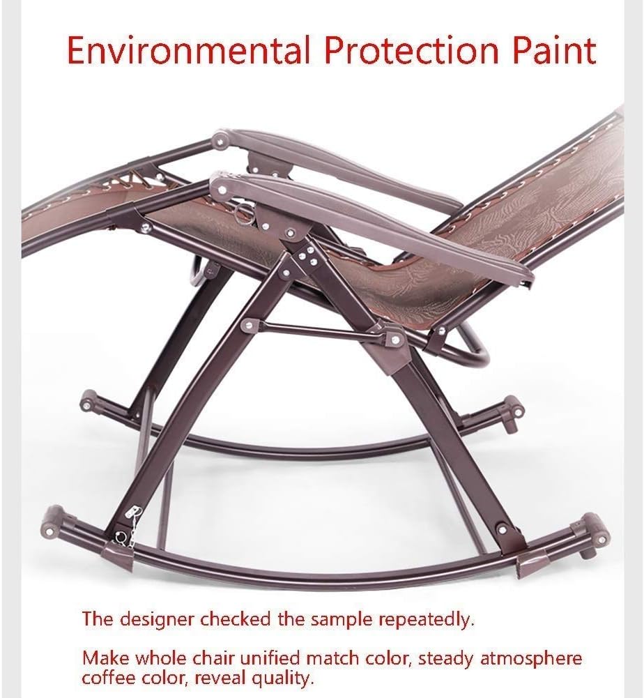 Portable Outdoor Rocking Chair - Folding Reclining Patio Lounger for Garden, Beach & Camping - Heavy Duty Support 200kg - Comfortable Black Lawn Chair