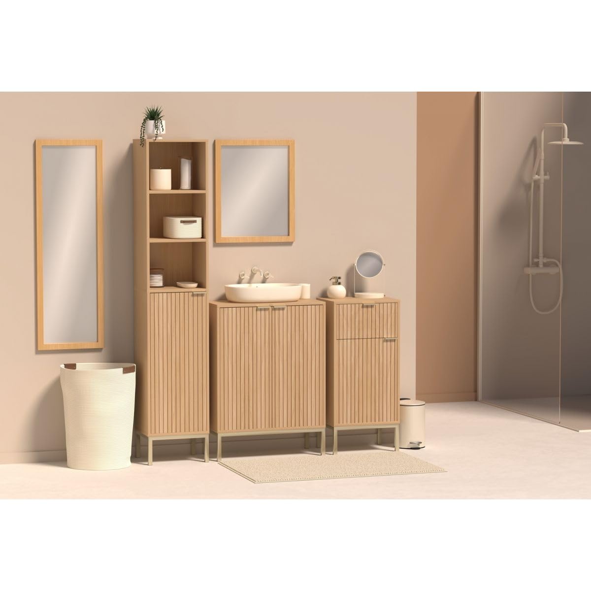 5five - Mueble bajo de 2 Puertas tasso en Efecto Madera Natural