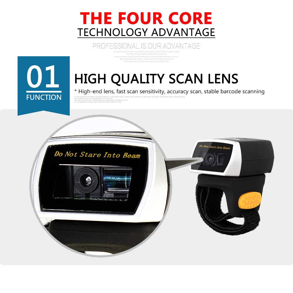 NetumScan - Lettore di Codici a Barre Bluetooth ad Anello Indossabile Mini 1D CCD a Barre Scanner per Computer di Pagamento Mobile, Supporto per POS/Android/iOS/Mac/Windows/Linux/Ipad System NSR3