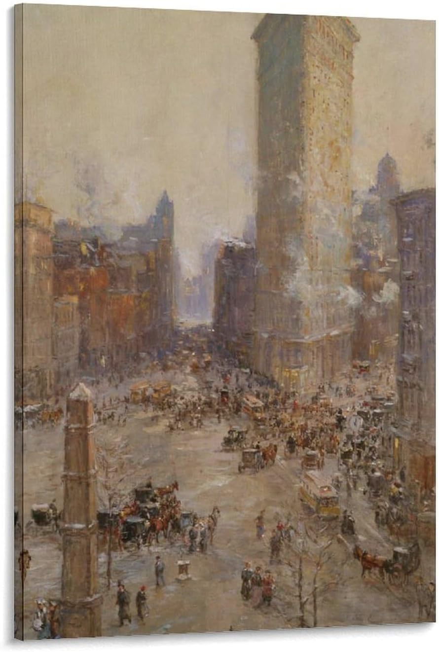 Flat Iron Building Colin Campbell Cooper Painter Poster Wall Art Poster Scroll Canvas Painting Picture Living Room Decor Home 24x36inch(60x90cm)