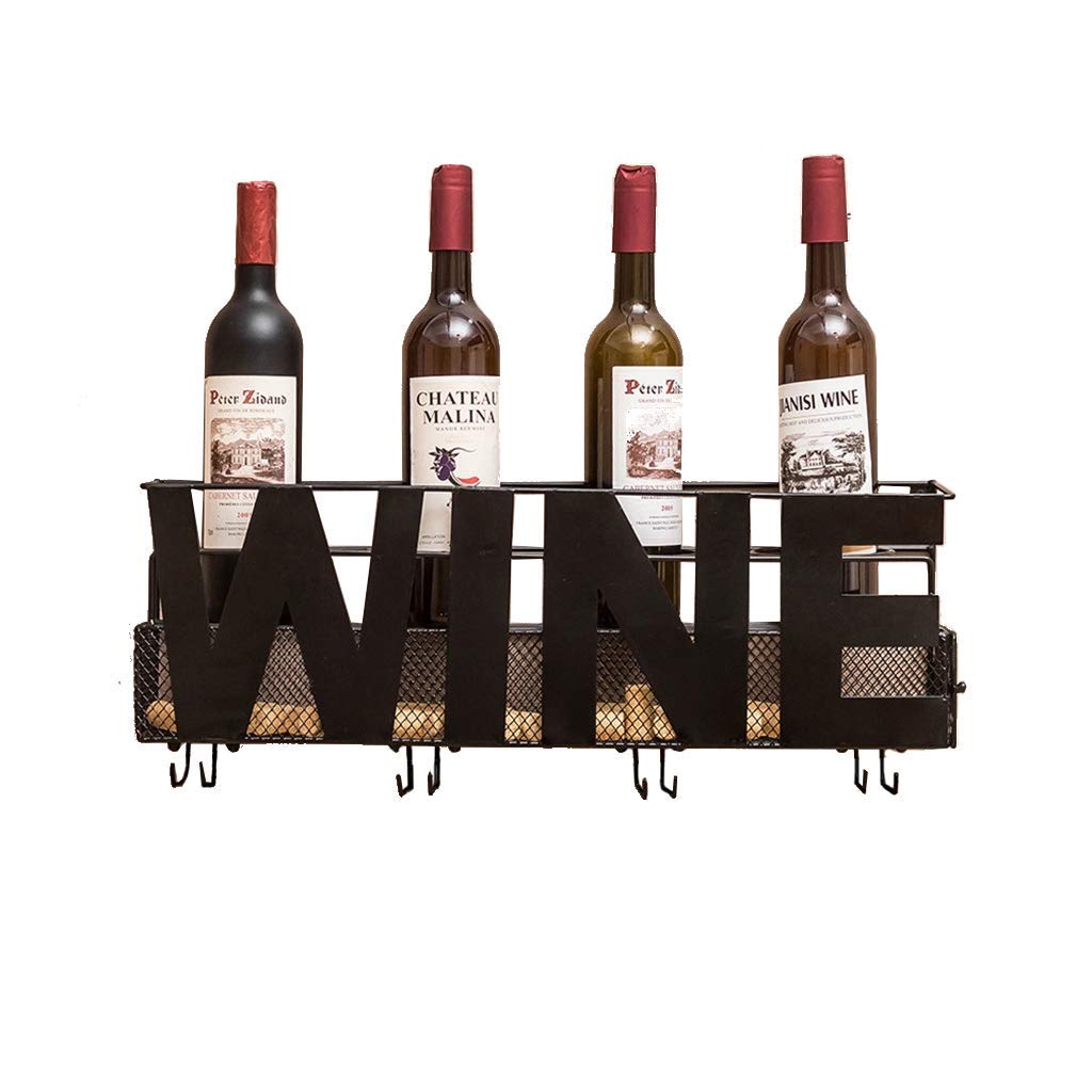 Étagère murale en fer forgé pour bouteille de vin range verre et bouchon liège