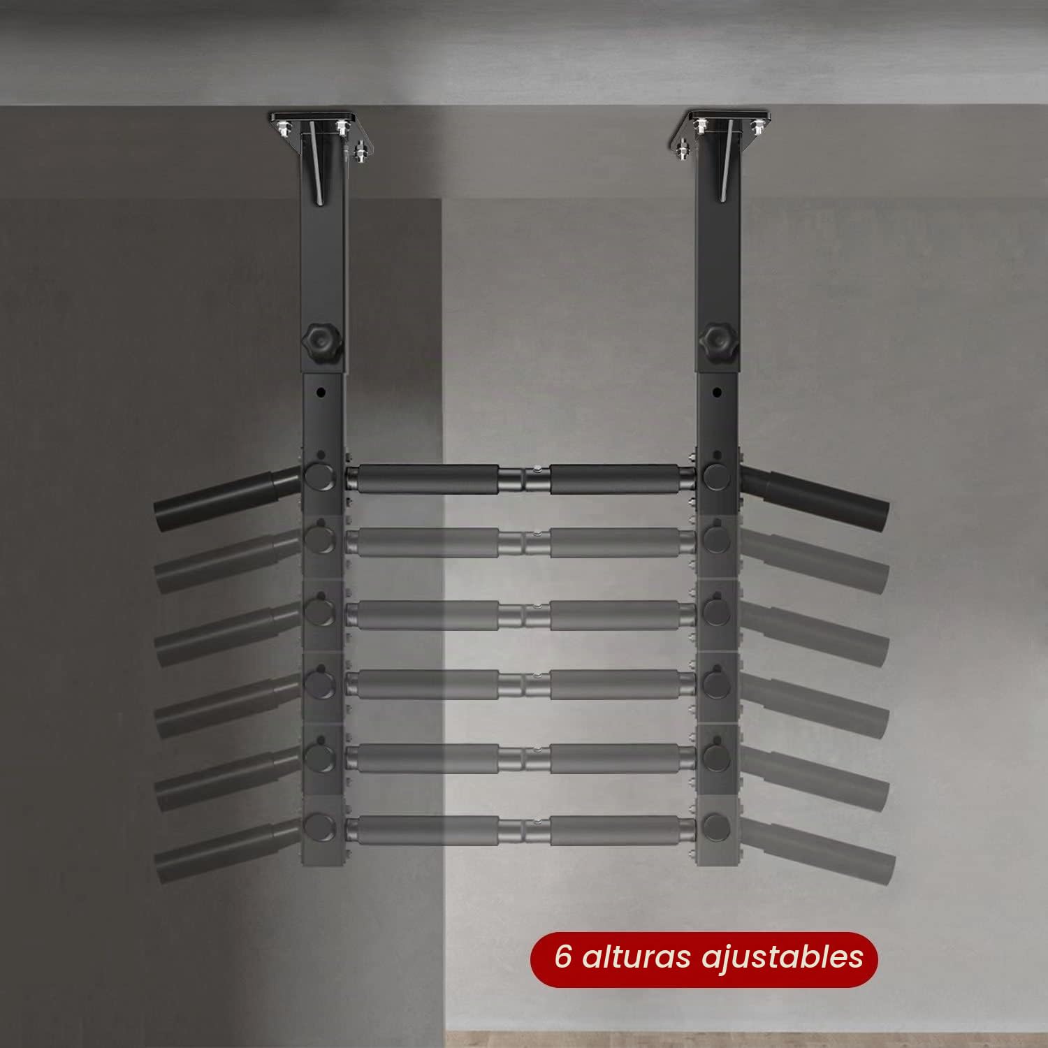 Barra de dominadas de montaje en pared y barra de viga para gimnasio en casa con madera y tornillos (Negro2)