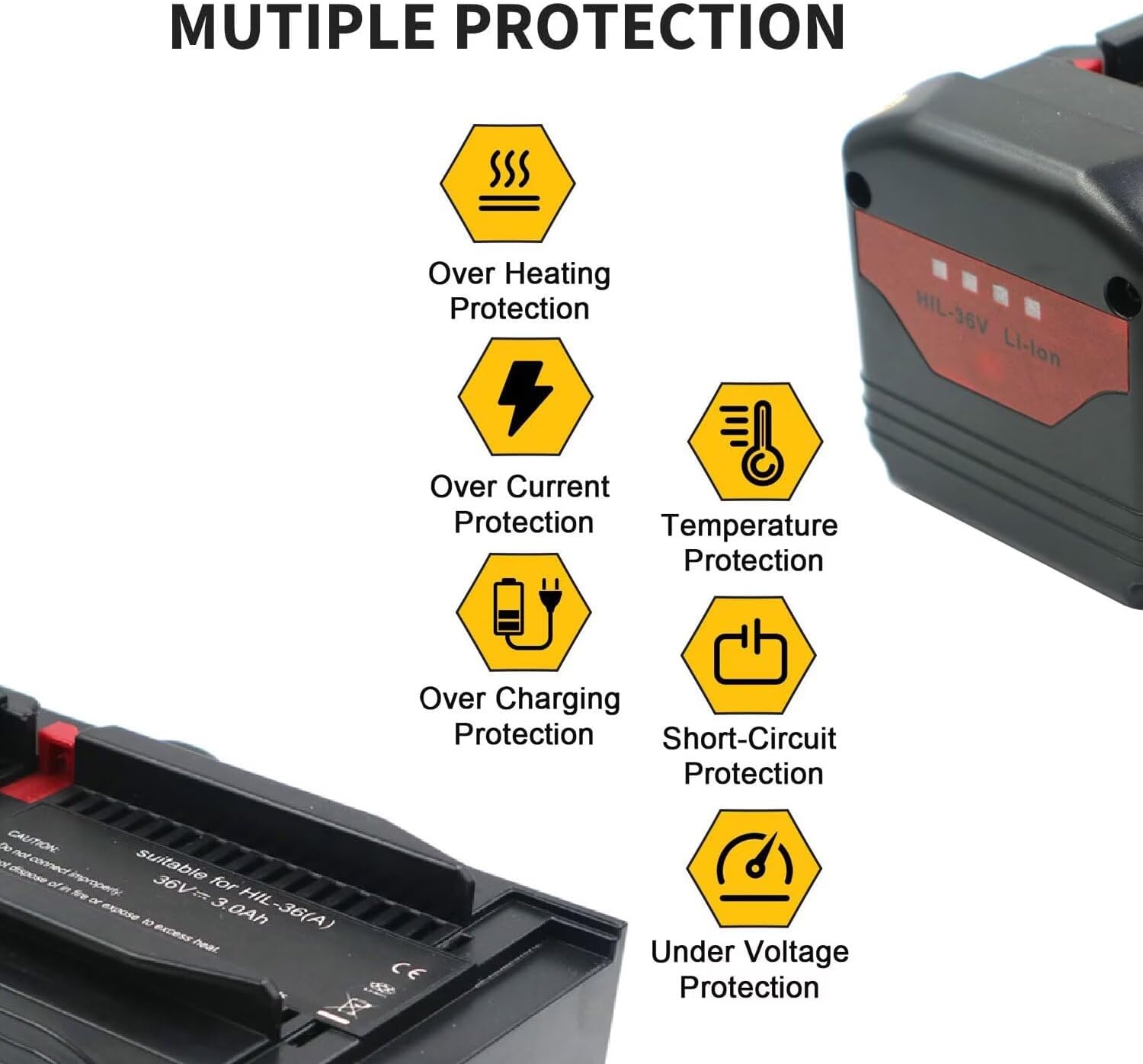 H-ANT 3000mAh Battery-Compatible for Hilt i 36v Battery Replacement TE6A battery/TE 6A/TE7A/TE 6-A36/TE 6-A Li/WSR 36-A/CPC 36V/TE 6-A36 AVR/WSC 7.25-A36/WSR 36-A/TE 30-A36 (not for B36 Ni-Cd)