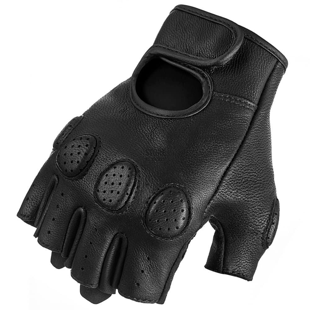 Guantes Moto Guantes Transpirables sin Dedos Guantes de Moto de Verano Guantes de Motocross Retro Moto Motorbiker Guantes para Moto(2,XL)