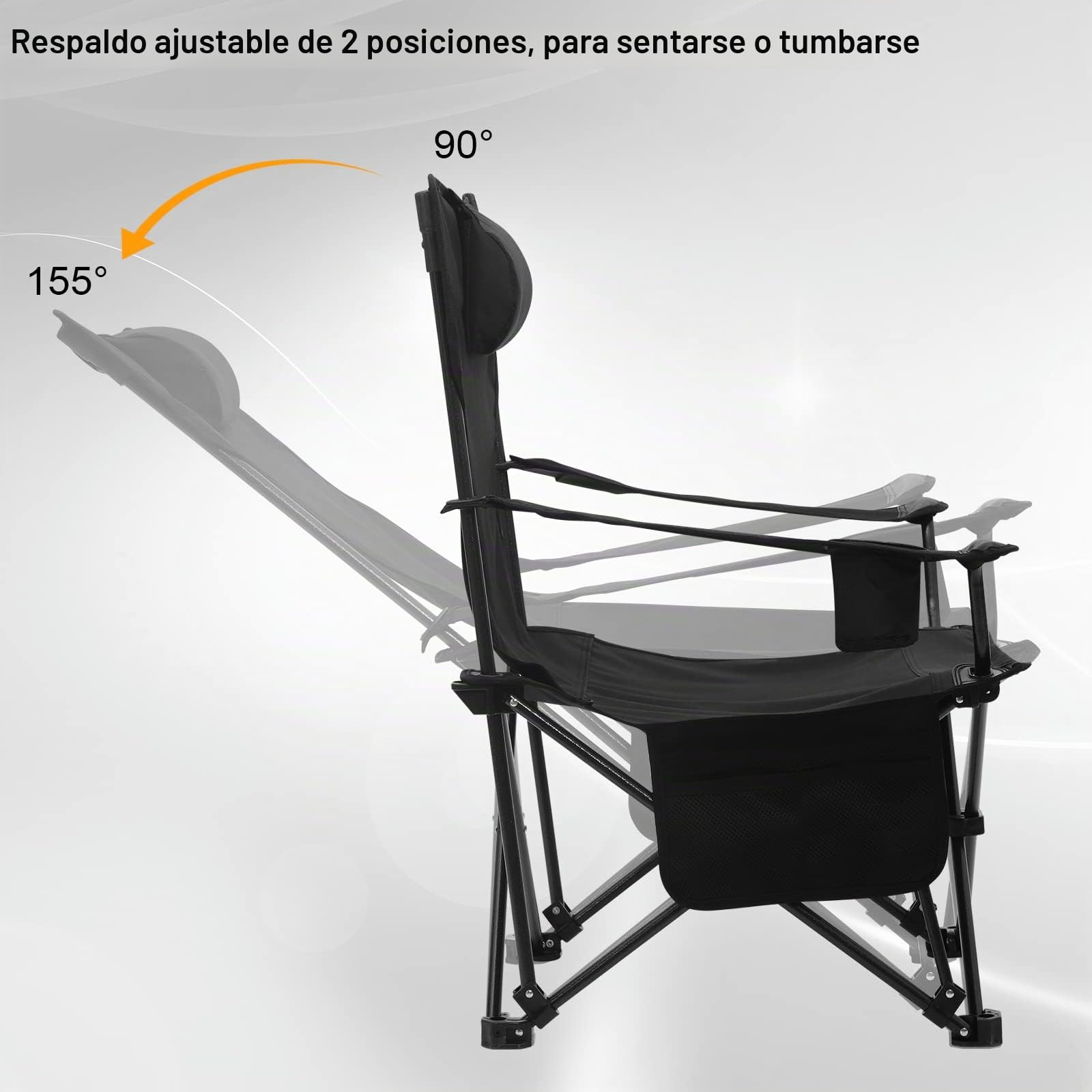 WOLTU Silla de Camping Plegable y Portátil, Negro