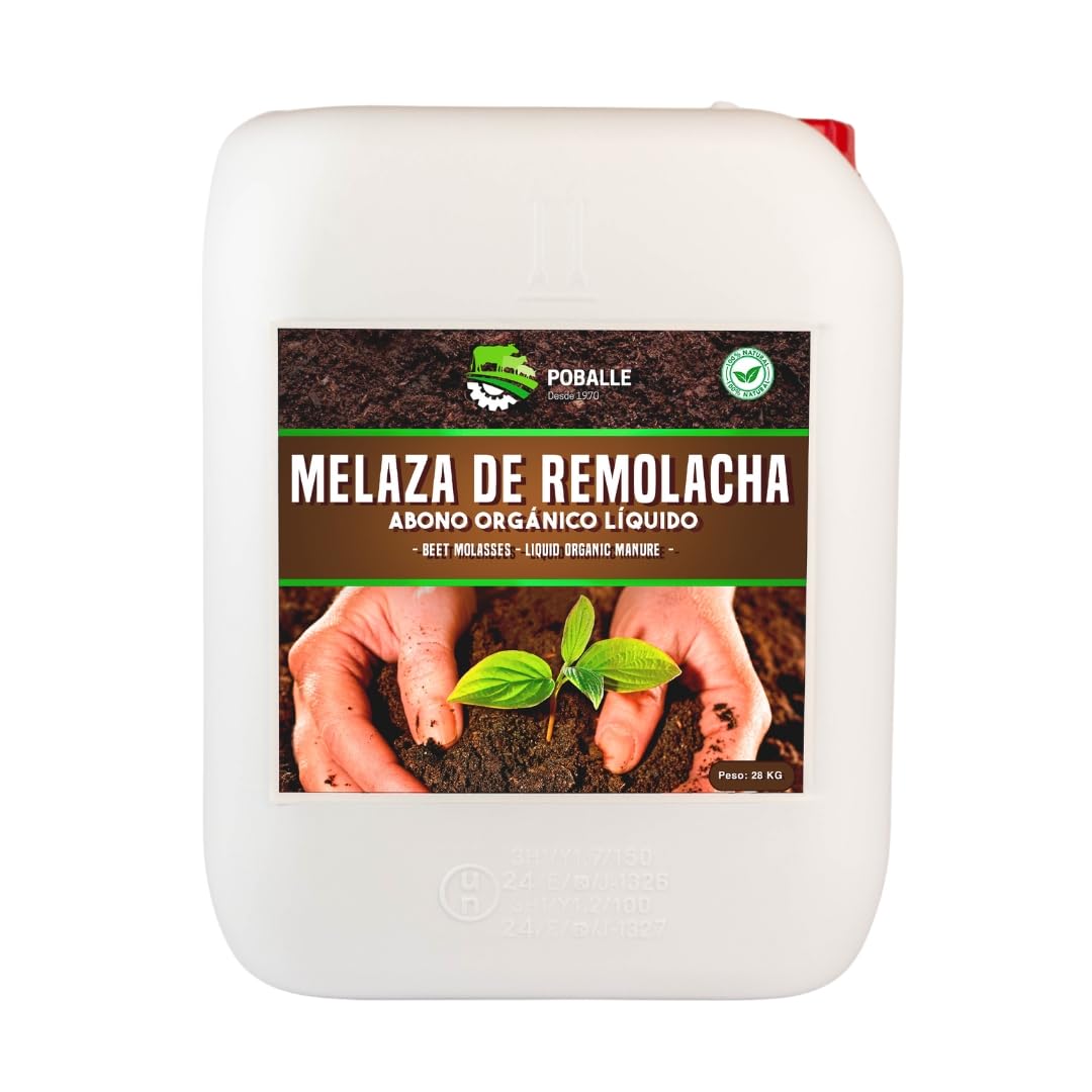 MELAZA POBALLE para COMPOST – Cultivo, cosechas y plantas. Garrafa de 28 kg de MELAZA de Remolacha de alta pureza.