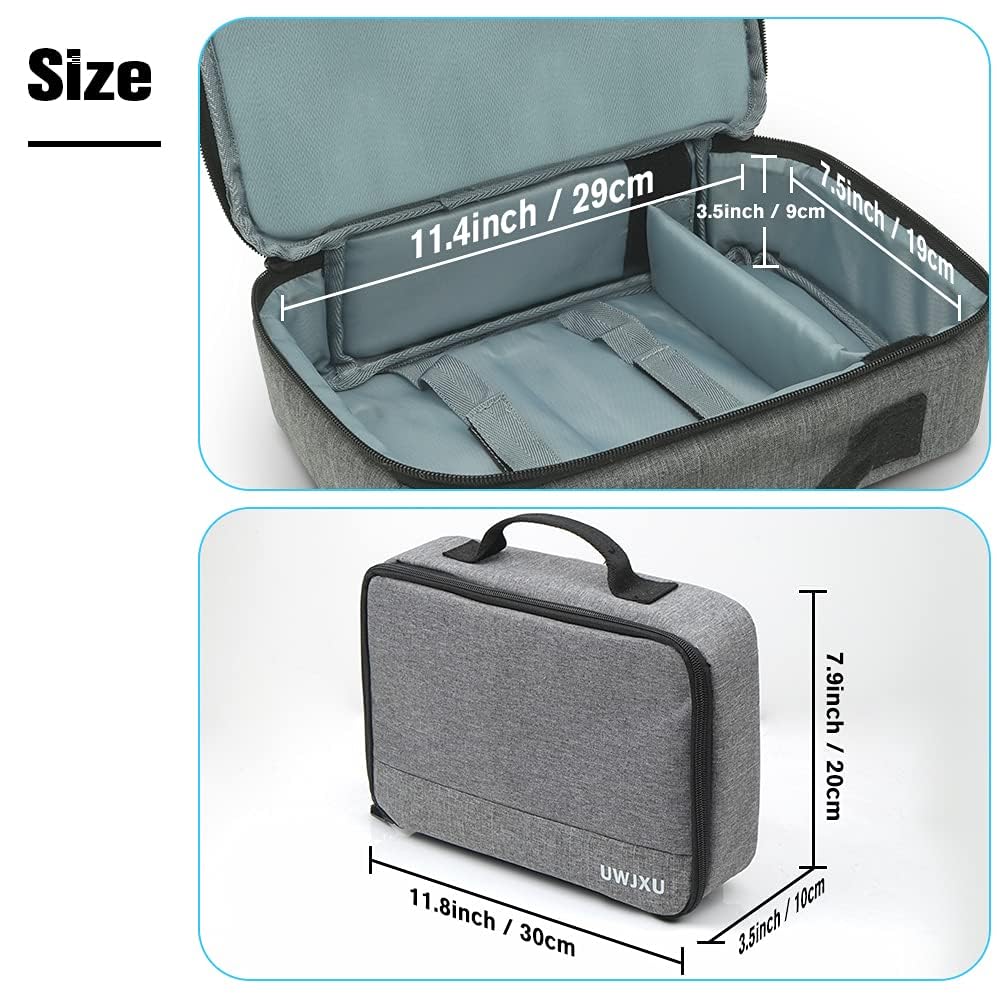 UWJXU Projector Case Travel Bag Carry Case, Portable Carrying Handbag, up to 10.6 x 7.3 x 3.2 inch Gray - Image 3 thumbnail