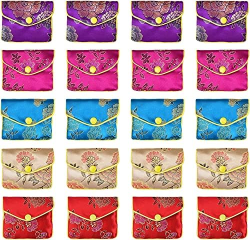 Bi-sonic lee 10 Pcs Embroidered Silk Purse Pouch Brocade Coin Gift Bags Zipper Jewelry Pouch Gift Bags (Silk)