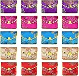 Bi-sonic lee 10 Pcs Embroidered Silk Purse Pouch Brocade Coin Gift Bags Zipper Jewelry Pouch Gift Ba