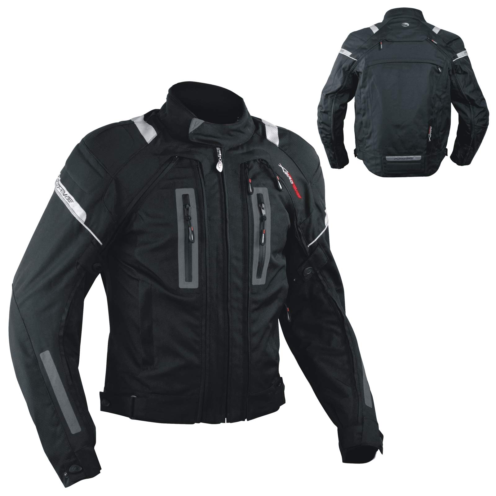 A-Pro Giacca Moto Tessuto Mesh Protezioni CE Impermeabile 4 Stagioni Nero/Grigio XXL