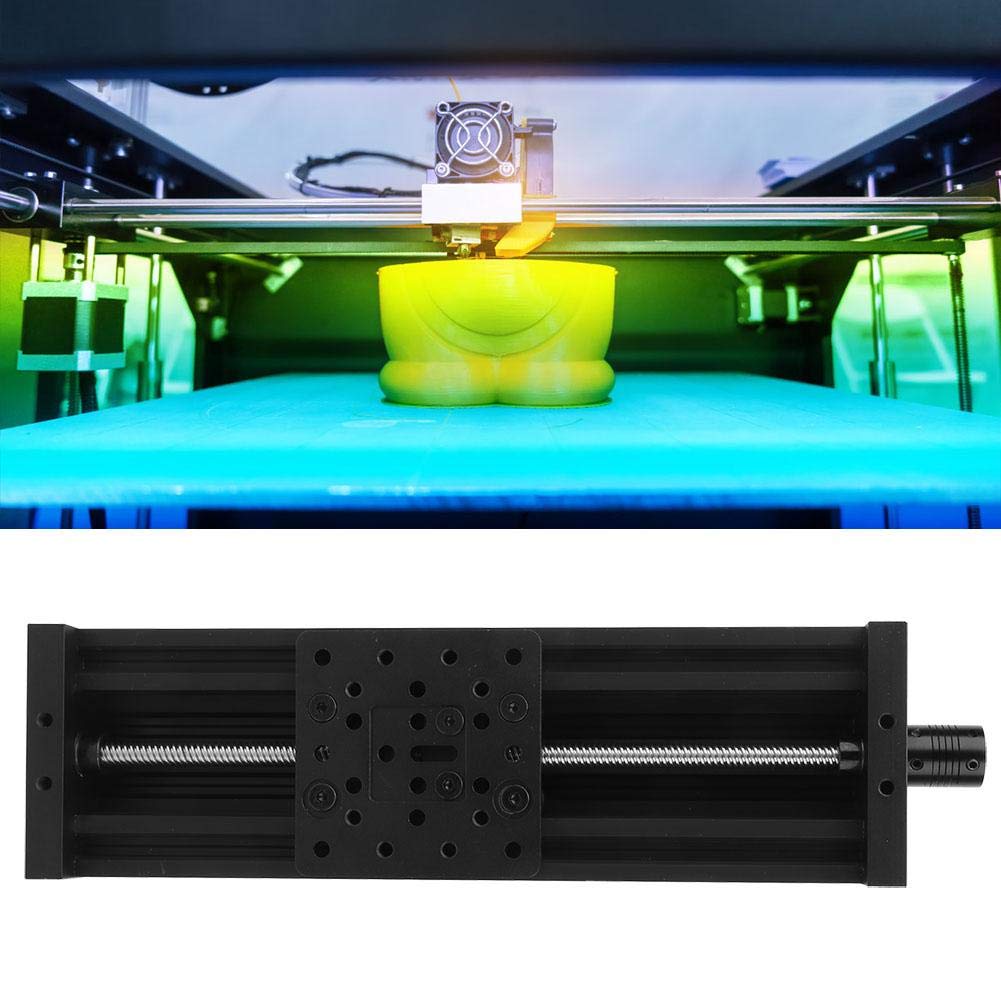 Actuador de escenario lineal, mesa lineal de deslizamiento de tornillo, aleación de aluminio, impresora 3D, máquina de grabado, plomo 2 mm, mesa deslizante lineal CNC(Black 250mm)
