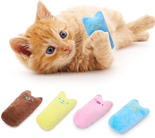 Nobleza Juguetes de gatito para gatos de interior, paquete de 4 juguetes masticables para dentición de gatos con papel arrugado, juguete interactivo disponible en Yaxa Peru