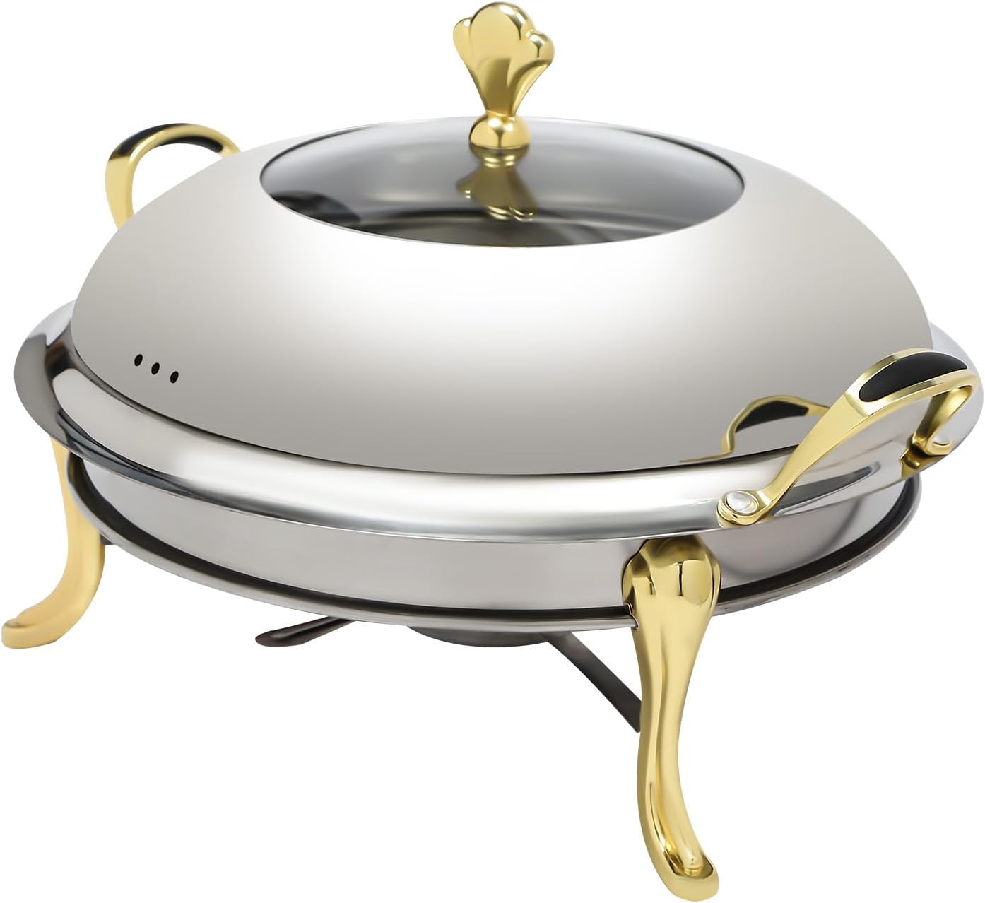 Food Container Warmer, 2.64Qt Round Chafing Dishes for Buffet with Lid & Alcohol