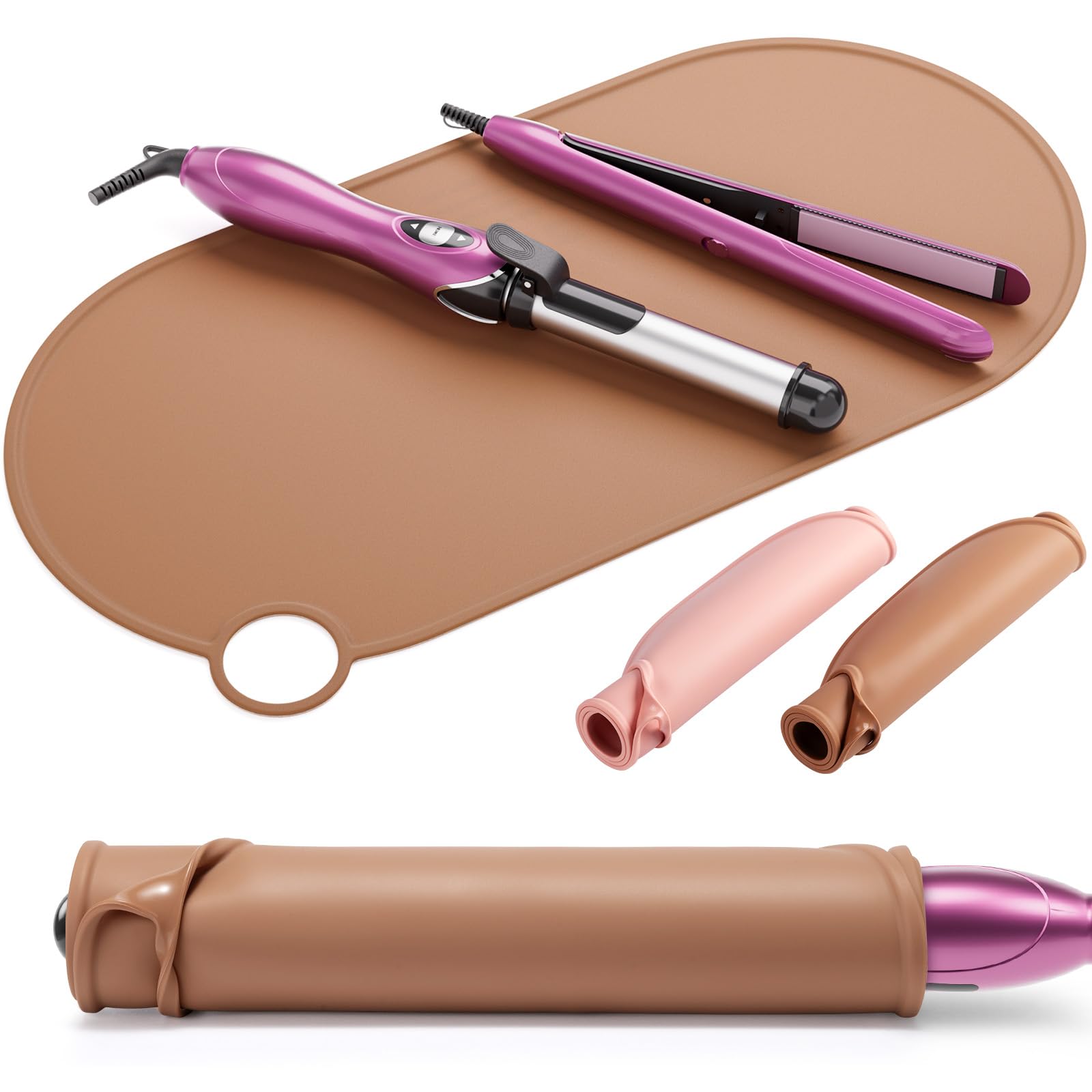 Noverlife Silicone Makeup Mat, Vanity Protector Mat, 20x10 Hot Tools Mat Muddy Brown