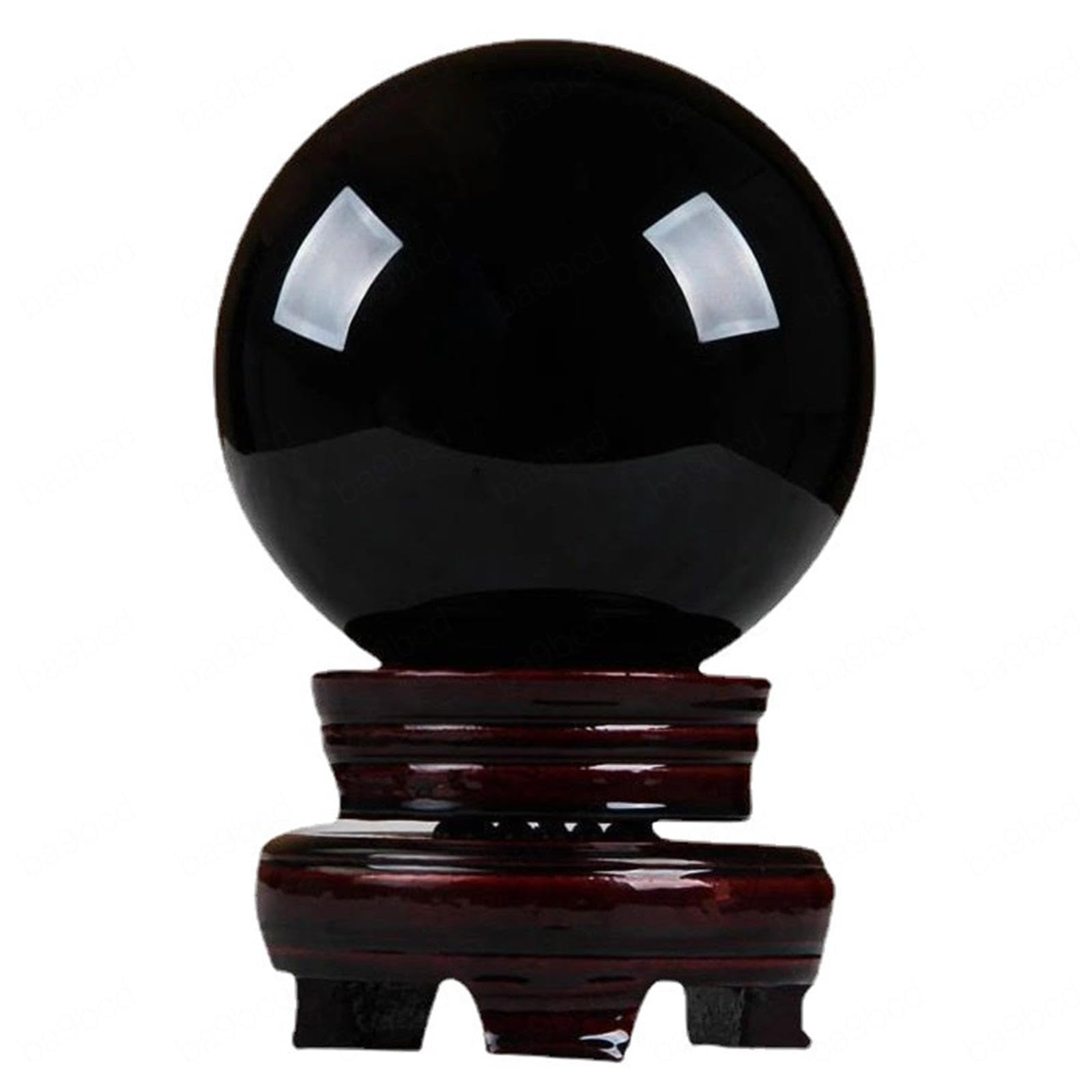 NHKSFBLQ Black Obsidian Crystal Ball with Stand Crystal Sphere Balls for Witchcraft and Decorative Balls,Black-3cm