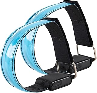 BESTonZON Luminoso Reflectante Pulseras Deportivas Recargable Reflector para Correr Evento Nocturno LED Brillante Seguridad para Batería Enrejado Azul