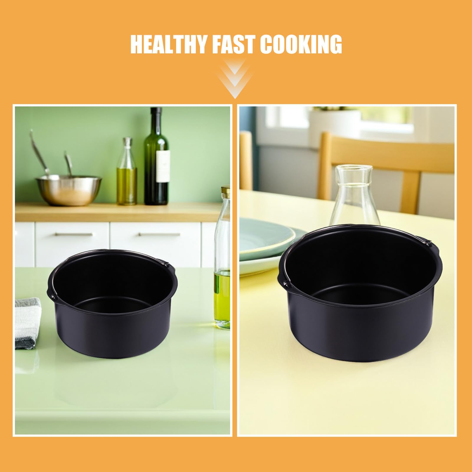 DOITOOL 1 Set Air Fryer Pizza Pan und Kuchen Barrel mit Dampf Rack Antihaftbeschichtung Backform Air Fryer Kuchen Barrel Backzubehör
