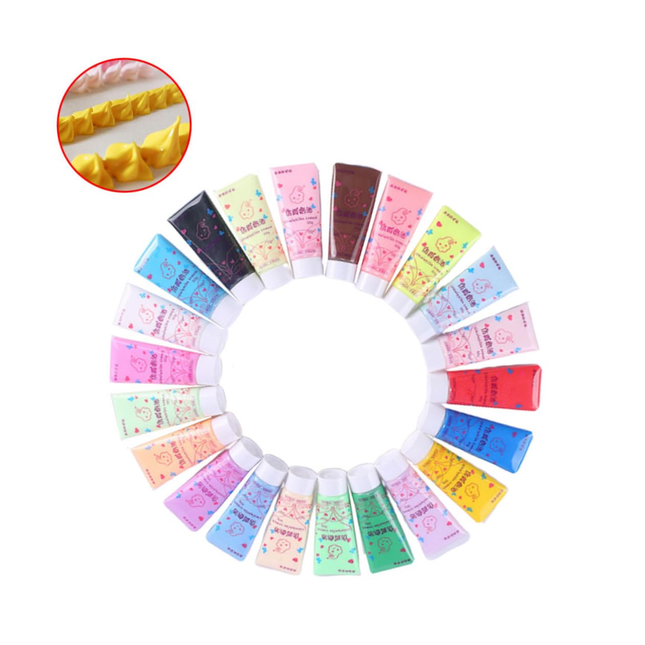 OSALADI 22 Pcs DIY Cream Glue Simulation Cream Colors with Dual Nozzles for Phone Case Crafting Safe Material Whipped Paste Decorating Embellishments Kit Random Color