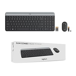 Logitech MK470 Slim Wireless Keyboard and Mouse Combo - Modern Compact Layout, Ultra Quiet, 2.4 GHz USB Receiver, Plug n' Play Connectivity, Compatible with Windows - Graphite
