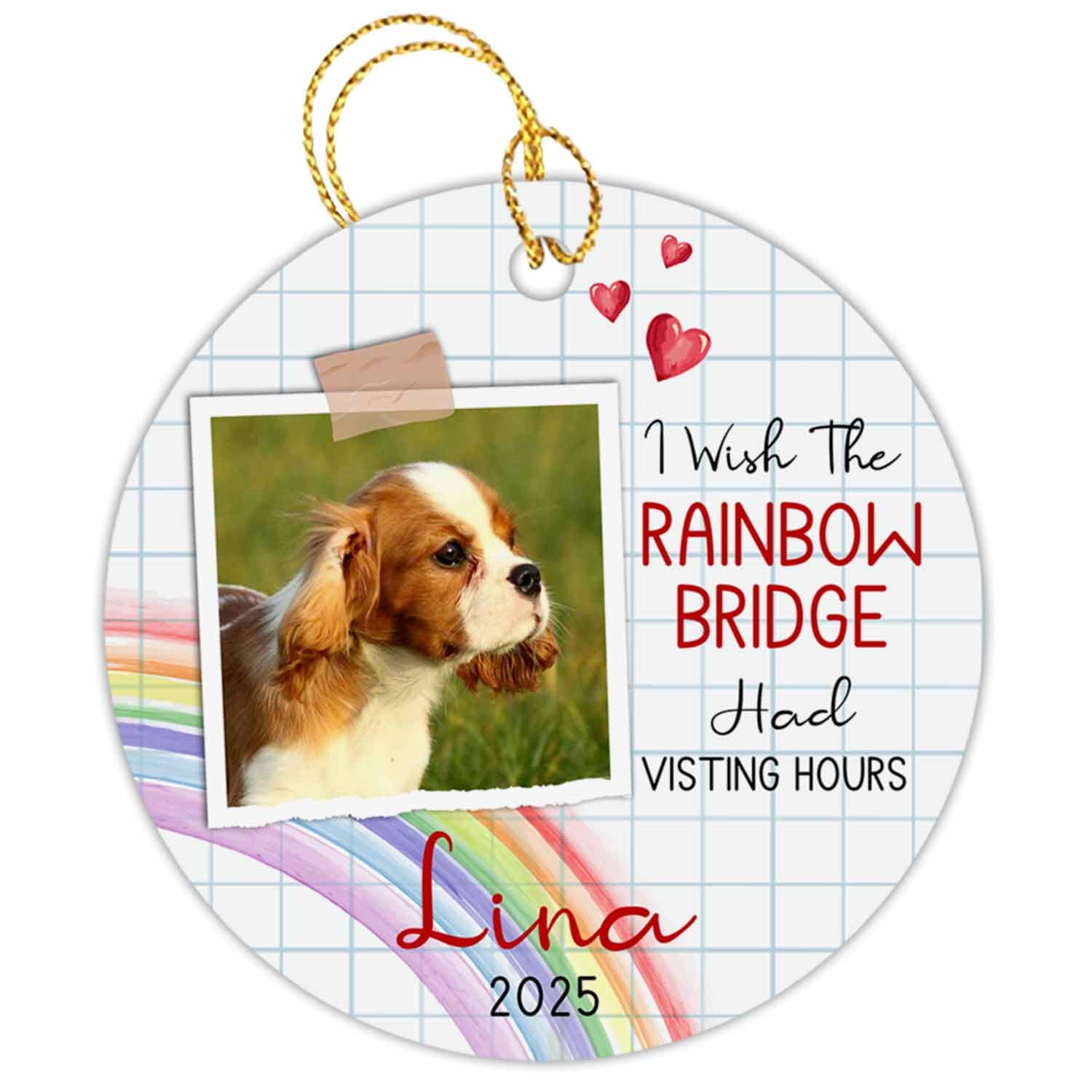 Personalized Pet Memorial Picture Ornament Christmas 2025, Custom Dog Photo Memorial Ornament, Sympathy Gifts for Loss of Pet, I Wish The Rainbow Had Visiting Hours Ornament, Xmas Tree Decor