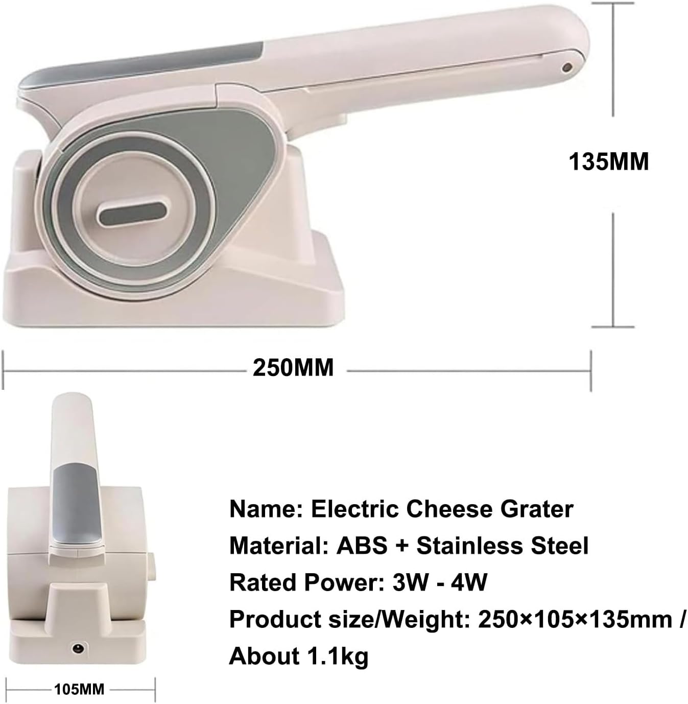 Electric Cheese Grater, Automatic Salad Shooter Rechargeable Design for Slicing, Shredding & Grinding, for Cheese, Vegetable, Nuts, Chocolate