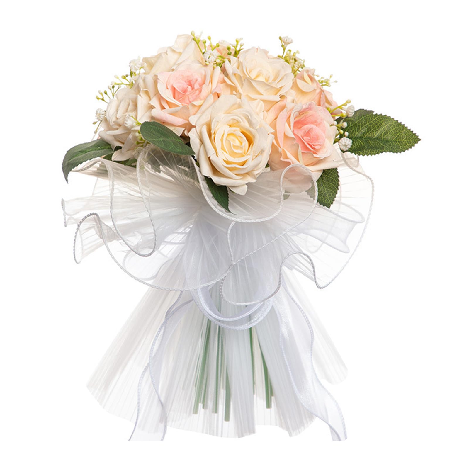 Jazuaiao Artificial Rose Bouquet Simulation Decorative Flower Ornaments Supplies for Wedding Engagement Ceremony White Silk Flowers