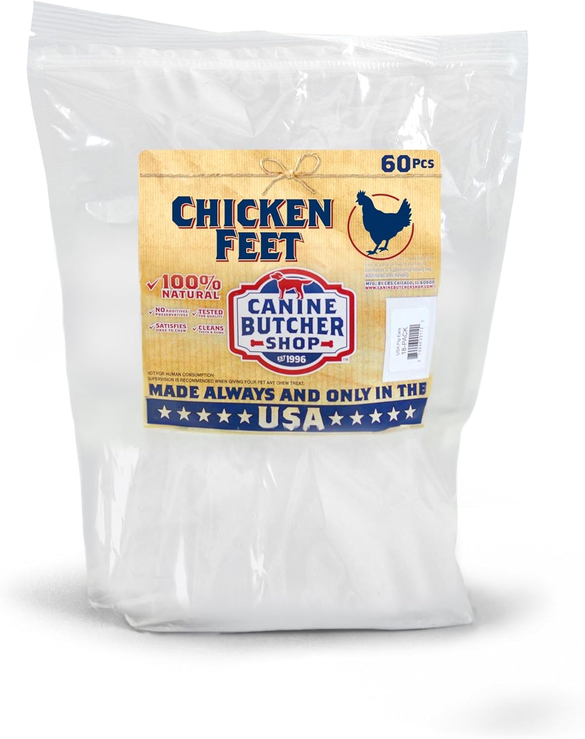Canine Butcher Shop All Natural USA Chicken Legs for Dogs - 60 Pieces - Various Sizes