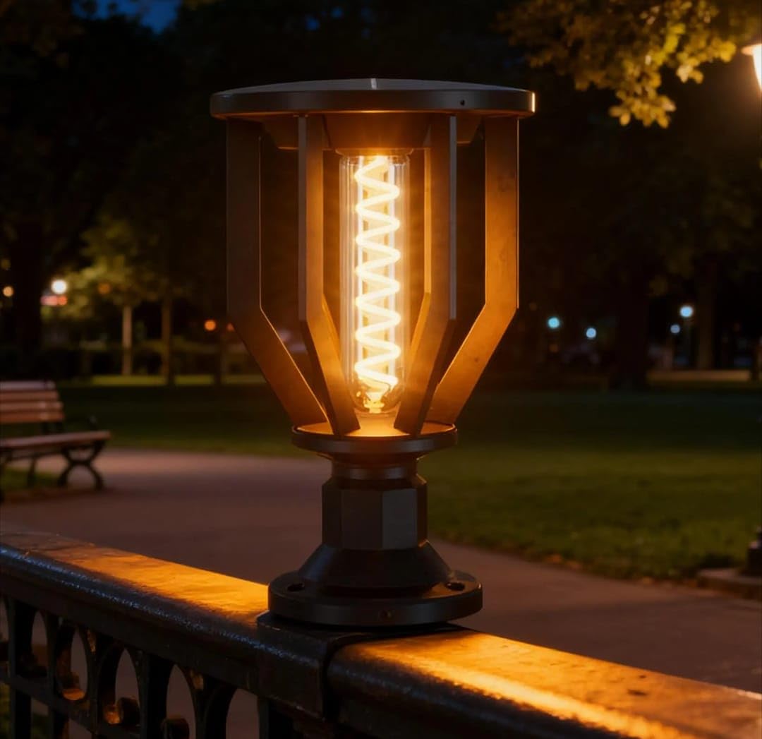 Solar Bloom Solar Outdoor Lamp Post Waterproof, 2200K Warm Light Decorative Pillar Lantern, Vintage Black Solar Powered Post Light for Garden, Yard, Gate, Patio & Pathway-image-32