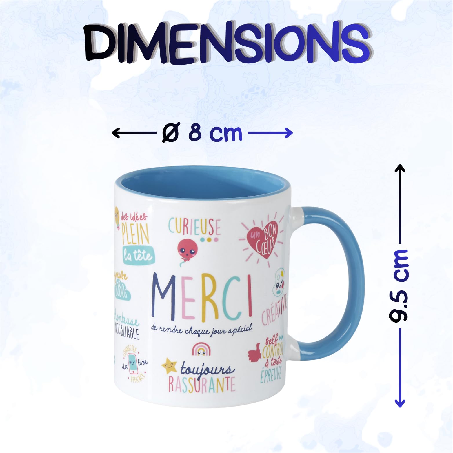Mug MERCI garni d'un assortiment de 20 chocolats MILKA, KINDER, CELEBRATIONS, DAIM | Cadeau pour remercier les Maîtresses, ATSEM & Nounous, Collègues, Soignantes