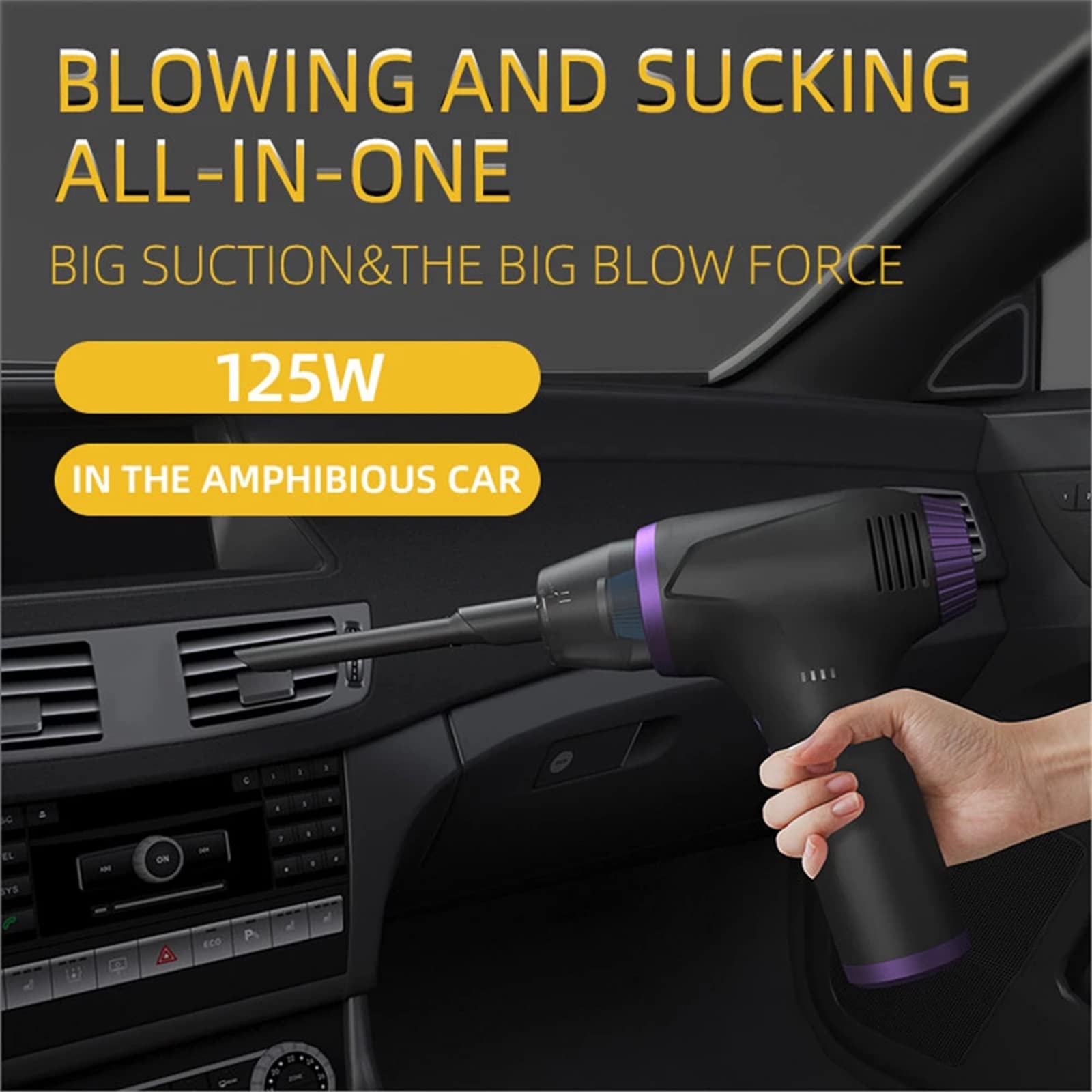 Plumero de Aire inalámbrico de 78000 RPM, Aspirador de Coche 2 en 1, soplador de Polvo de Mano, Pistola de soplado de Aire comprimido para Interior del Coche, hogar, Oficina, 15000mah