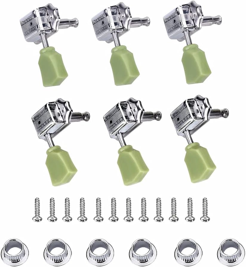 3 Pair Tuning Key Pegs, 3R 3L Machine Heads Silver String Tuners Deluxe Tuner Treble Side for Folk/Electric Guitar