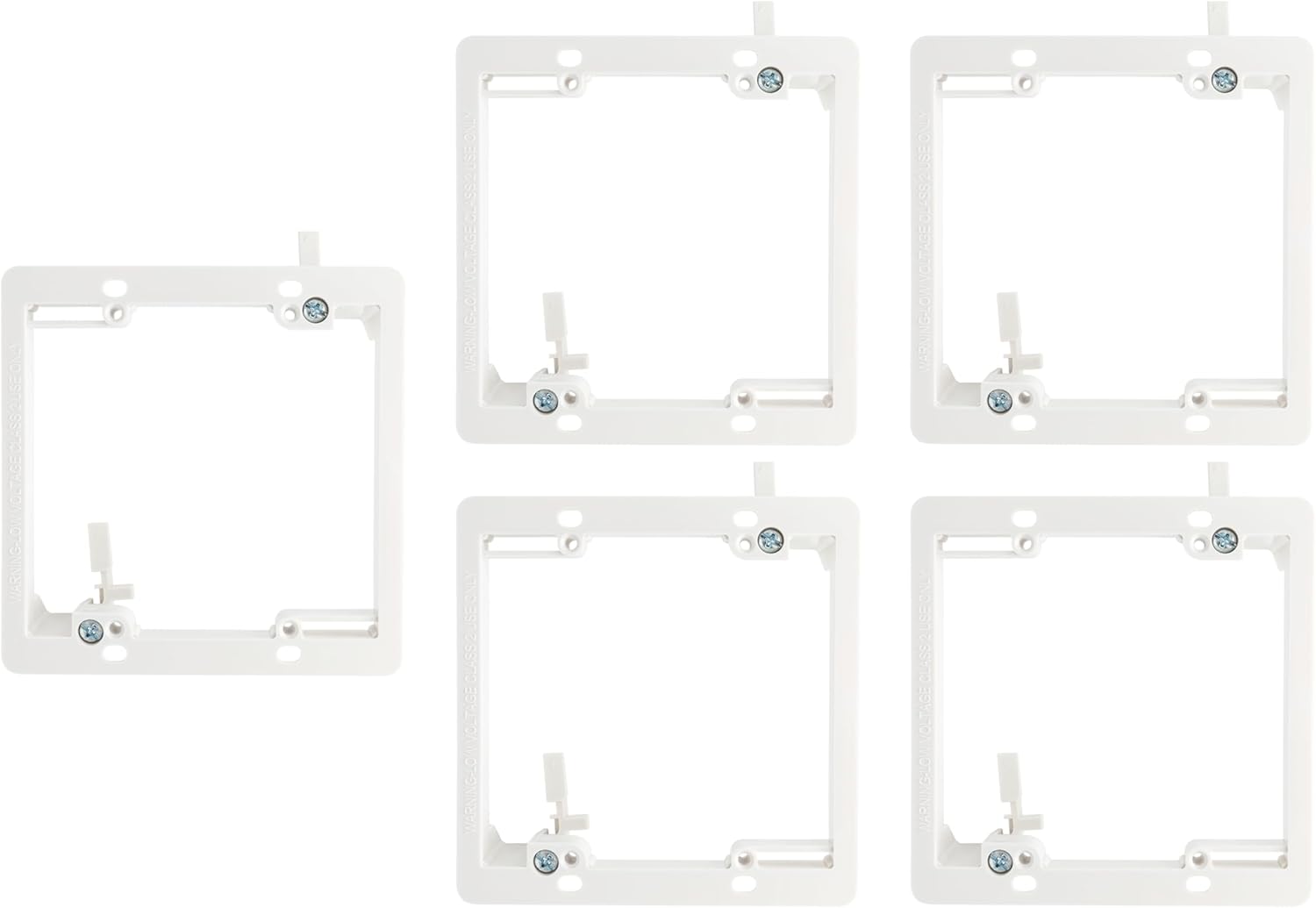 Dual 2 Gang Low Voltage Mounting Bracket Box Multi-Purpose Drywall Wall Plate (5 Pack, White)