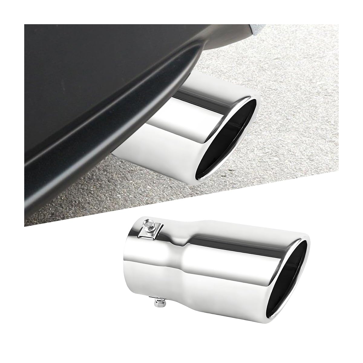Photo 1 of FALVFUN Car Exhaust Tip, 2.6" Inlet 3" Outlet 5.79" Length Stainless Steel Vehicle Exhaust Tail Pipe, Automotive Tail Throat Tailpipe Modification Accessories, Universal for Most Vehicles (Silver)