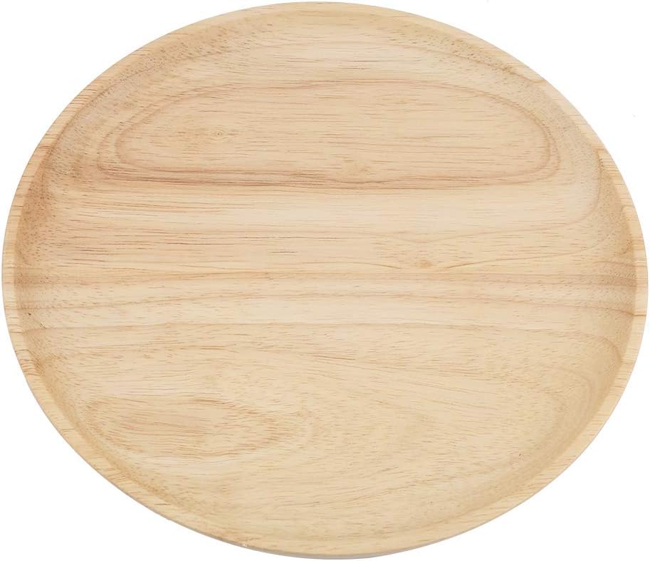 Wood Round Plates, Elegant Wood Tea Tray, Sushi Snacks Fruits Serving Plate Dish for Home Kitchen Restaurant (15 * 15cm)
