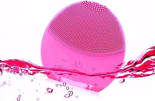 فرشاة تنظيف للوجه ومنظف ومدلك سيليكون تهتز نظام تنظيف الوجه المضاد للماء لجميع أنواع البشرة - أحمر