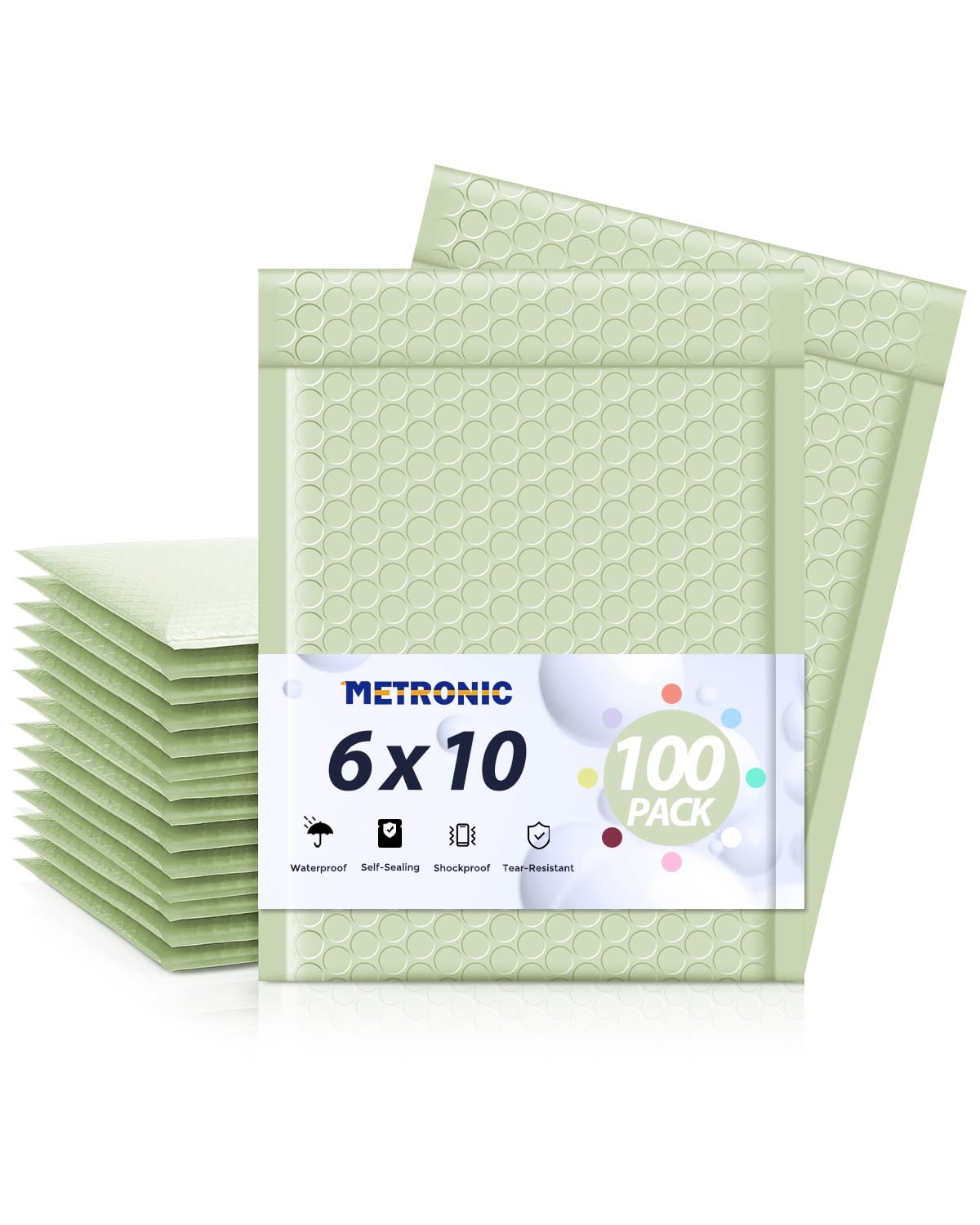 Metronic Bubble Mailers 6x10 Inch 100 Pack Mint Green Padded Envelopes