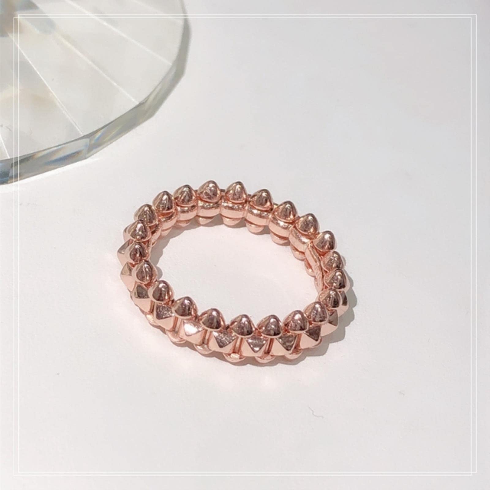 Mode Einfachheit Niet Ring Männer Frauen Street Style Mode reines Silber Vergoldung Ring-6, Roségold