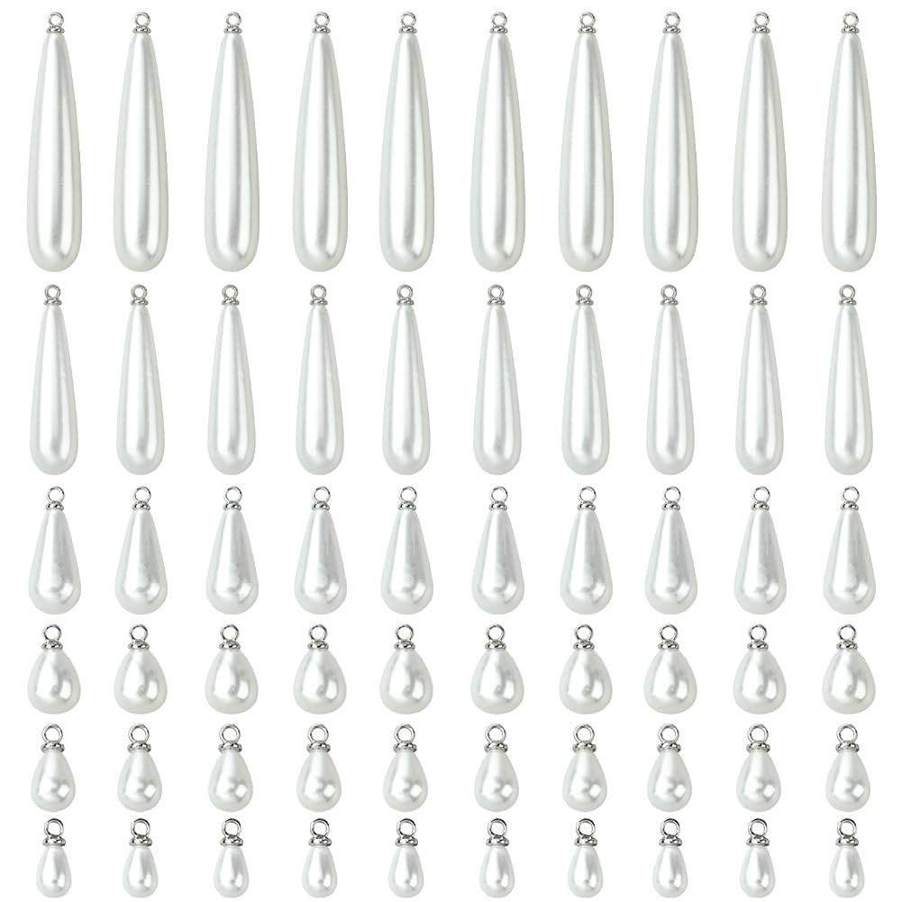 sunnyclue 1 Box 96 Styles Pearl Teardrop Dangle Beads with Iron Loop Silver ABS Plastic Beads Pendants for Jewelry Making Bracelet Necklace Earrings Crafts-picture-11