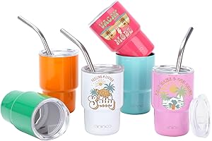 Mini Tumbler Shot Glass with Straw & Lid 3 oz